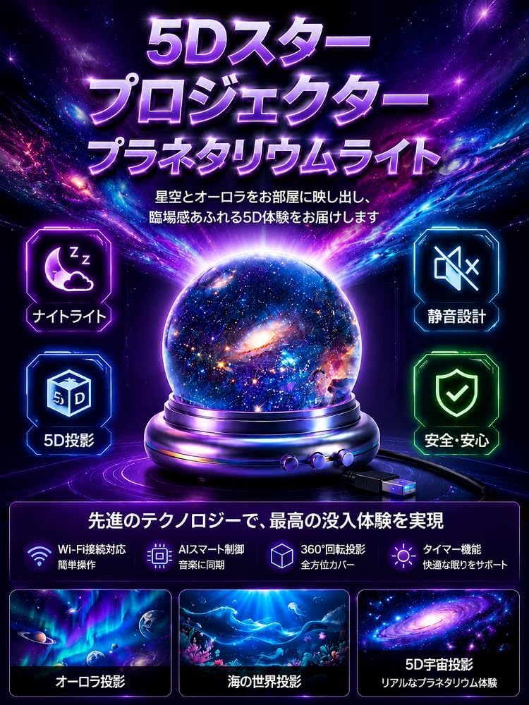 Amazon.co.jp: 【5D立体ライトエフェクト】快眠サポート