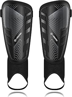 Upgraded Soccer Shin Guards for Kids Youth Adults, CE Certified AirsFish Shin Guard Sleeves Protection Gear for Boys Girls Soccer Games EVA Cushion Reduce Shocks and Injuries