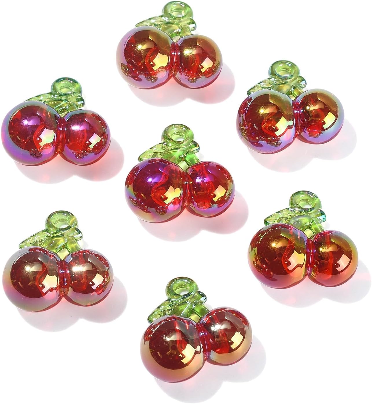 KitBeads Acrylic Cherry Fruit Charms - 20pcs Transparent Red, Kawaii 3D, Bulk for Jewelry Making - Image 6