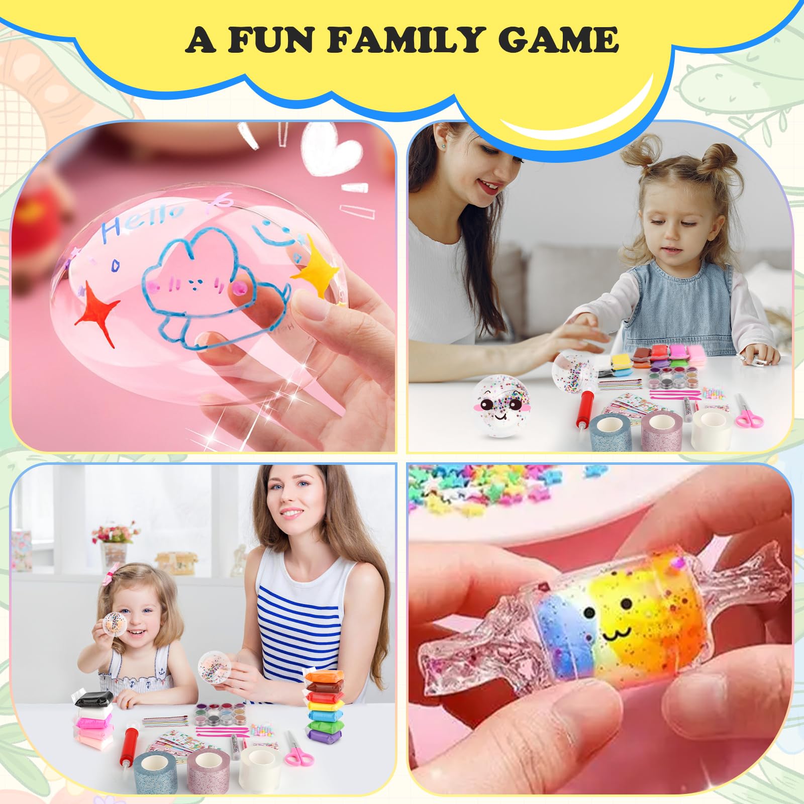 MXTIMWAN Nano Tape Bubbles Set, 55 Stück Doppelseitiges Klebeband Set für Blow Bubbles, DIY Bubble Tape Nano Klebeband mit 3 Rollen Nanoband Doppelseitig für Kinder Jungen Mädchen