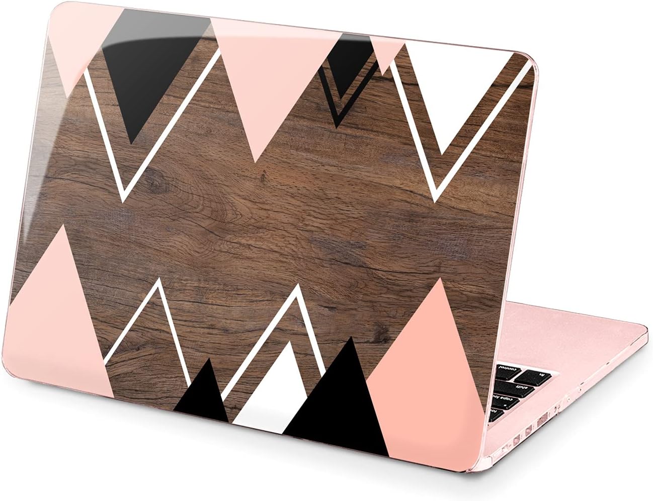 Hard Case Compatible for MacBook Pro 16 14 M3 M2 2023 M1 Pro 13 2022 Air 13 2021 Retina 2020 Mac 11 12 Triangle Pink Texture Trendy Cover Geometric Print Laptop Design Wood Protective Black