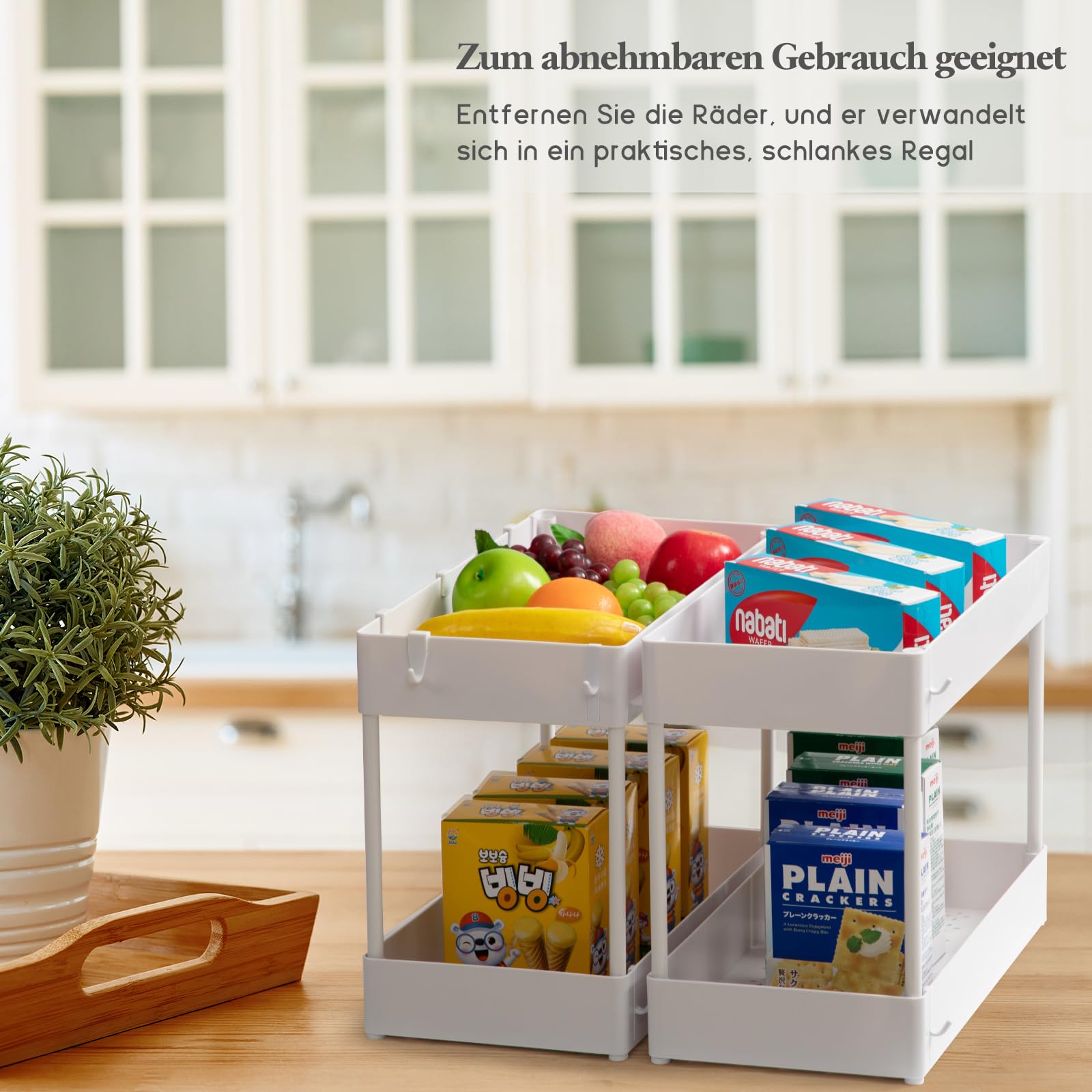 danpinera Chariot de service étroit pour enfants, chariot de service avec 4 niveaux, chariot de cuisine avec séparateurs, crochets et tasses suspendues, chariot de niche pour chambre d'enfant, cuisine