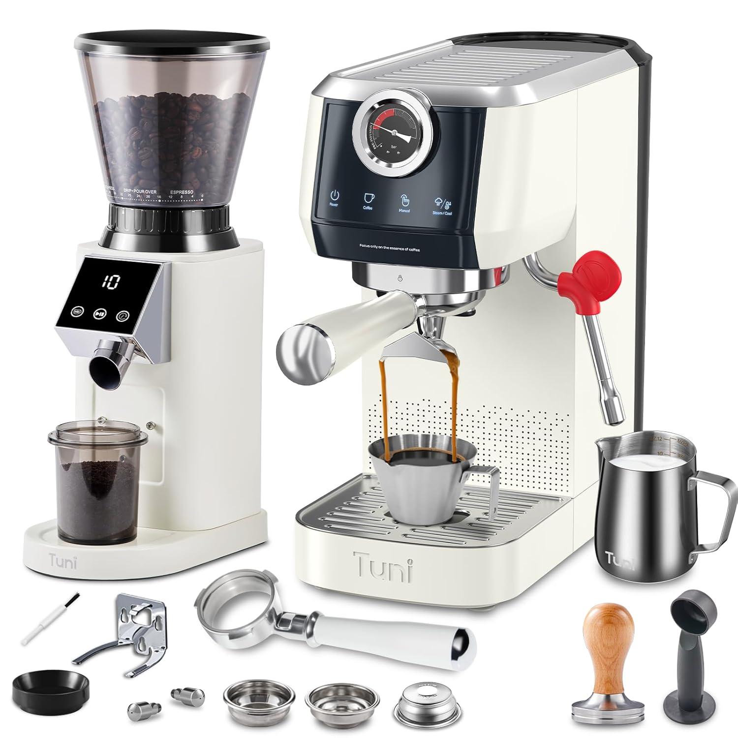 Tuni E2 with G1 and Combo Set 48 Grind Settings Professional Home Barista Kit