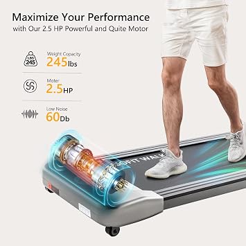 Egofit Walker Pro/Plus Under Desk Walking Treadmill for Working from Home, Compact Walking-Only Treadmill with Fixed 5% Incline for Office Use, Quiet Operation, App & Remote Control