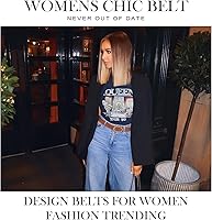 Vista 56 de VONMELLI Paquete de 3 cinturones de mujer para pantalones vaqueros, cinturón de vestir con hebilla dorada