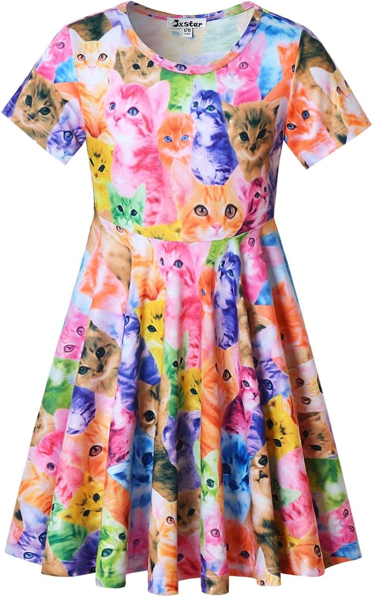 Vestidos de unicornio para niñas verano Swing manga corta ropa casual para niños