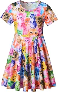 Unicorn Dresses for Girls Summer Swing Short Sleeve Casual Clothes for Kids - Buy now