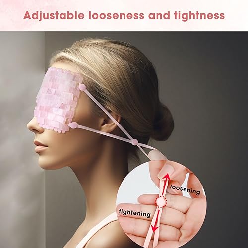 Miniatura 4 de Máscara de ojos de cuarzo rosa  con correa ajustable para la cara 100% natural piedra preciosa jade máscara de sueño para terapia antienvejecimiento