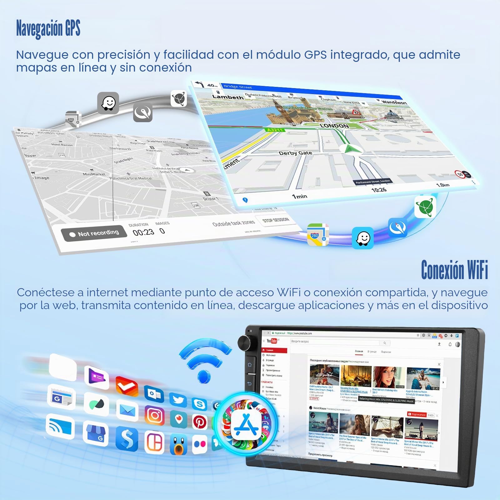 [4G+64G] Inefala Android 15 Radio Coche para Seat Leon MK2 2005-2012 con Wireless Carplay Android Auto, 9" Pantalla Autoradio con GPS WiFi RDS/FM Bluetooth EQ SWC Cámara Trasera Mic