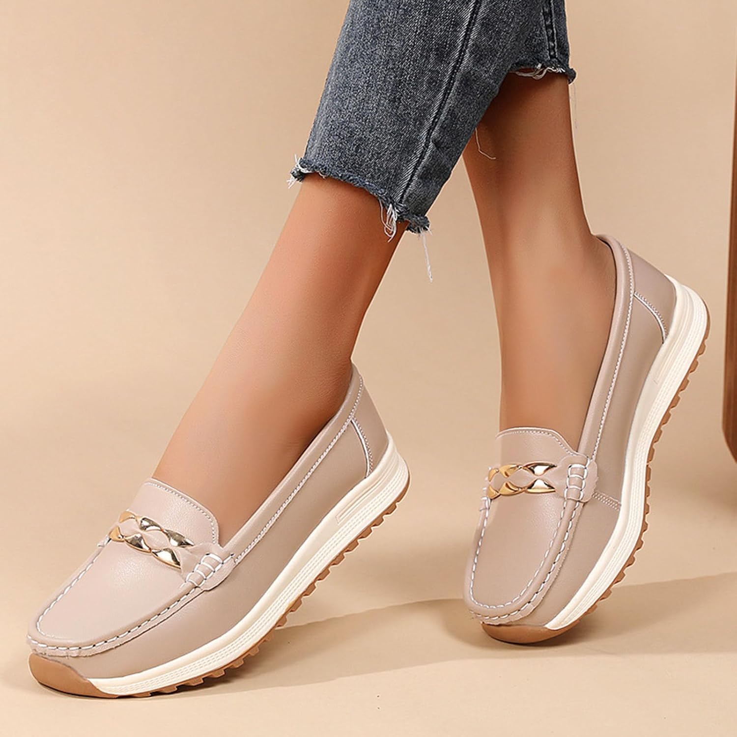 Orthopedic Shoes for Women, Orthopedic Platform Loafers,Women's Business Casual Flats Shoes Round Toe Walking Slip-Ons Cute Dress Loafers Comfortable Slip On Work - Image 2