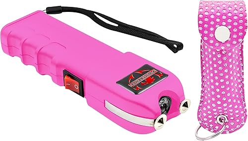 FIGHTSENSE Kit de autodefensa con espray de pimienta y pistola paralizante resistente para hombres y mujeres, carga intolerable de 1.60 C, linterna