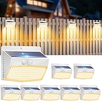 Vista 32 de Peasur Paquete de 6 luces solares para exteriores con sensor de movimiento, luces solares de seguridad impermeables con 3 modos de iluminación