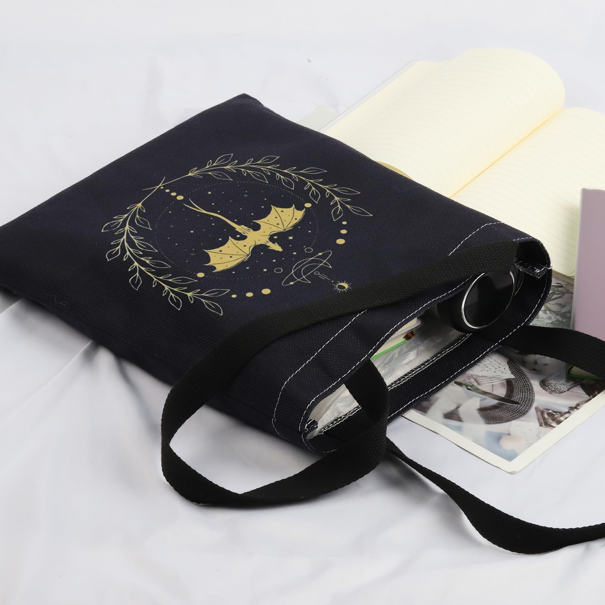 AKTAP Fourth Wing Merch Gift - Empyrean Series Book Sleeve, Dragon Rider Regalo per Bookish Worm Pouch, Borsa Tote, 21 cm x 16.5 cm x 1 cm, Tela & Beach Tote Bag