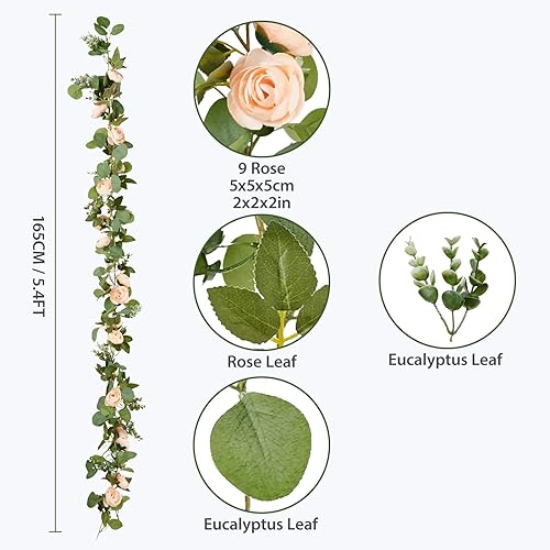 Miniatura 6 de Guirnalda de flores artificiales de vid de rosas colgantes, rosas falsas para boda, fiesta de cumpleaños, San Valentín, Navidad, decoración de arco