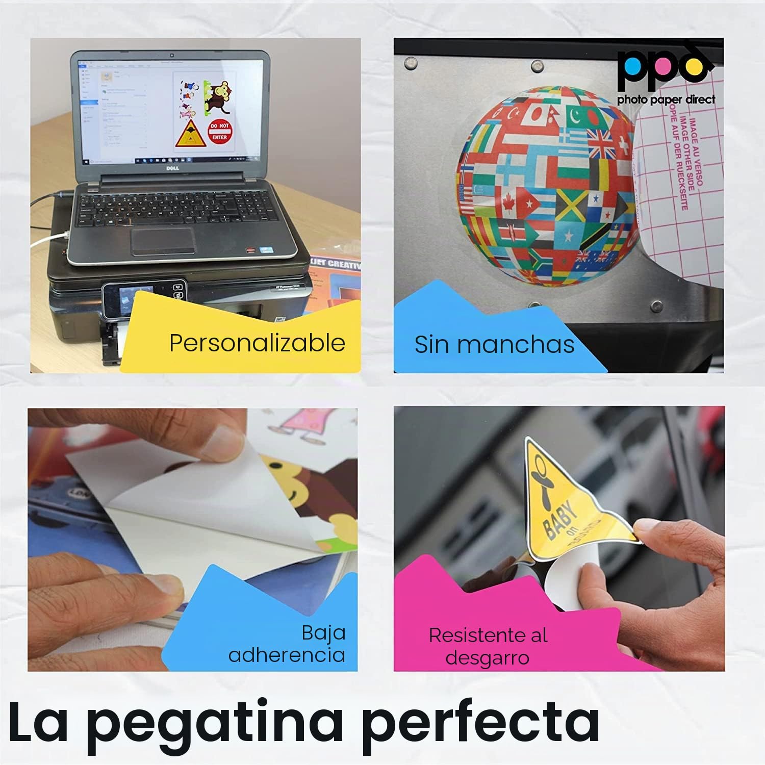 PPD Inkjet - A4 x 20 Pegatinas de Vinilo Autoadhesivo Mate Imprimibles de Grado Comercial - Calidad Fotográfica y A Prueba de Desgarro - Para Impresora de Inyección de Tinta - PPD-38-20