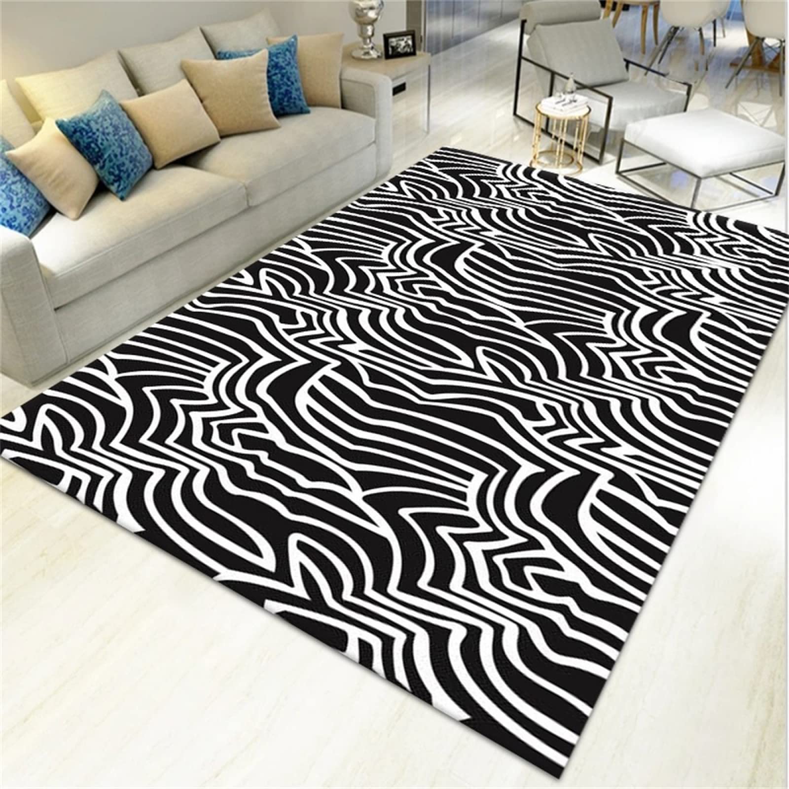 Tapis chambre bébé fille doux et lavable motif noir 160x230