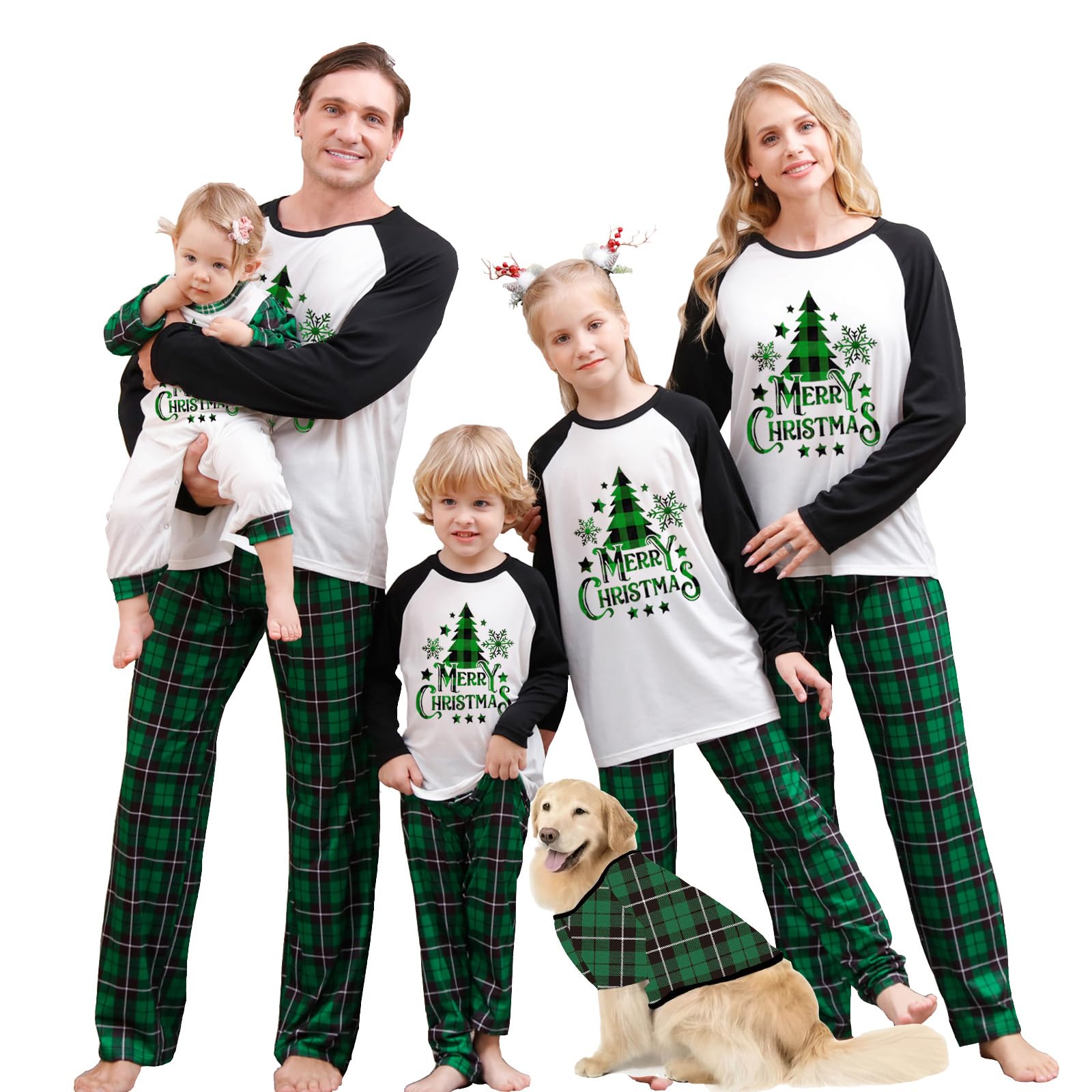 OAKFashion Christmas Family Matching Pajamas Set Xmas Pjs Holiday Pajamas Sleepwear Dad Mom Kids PJs