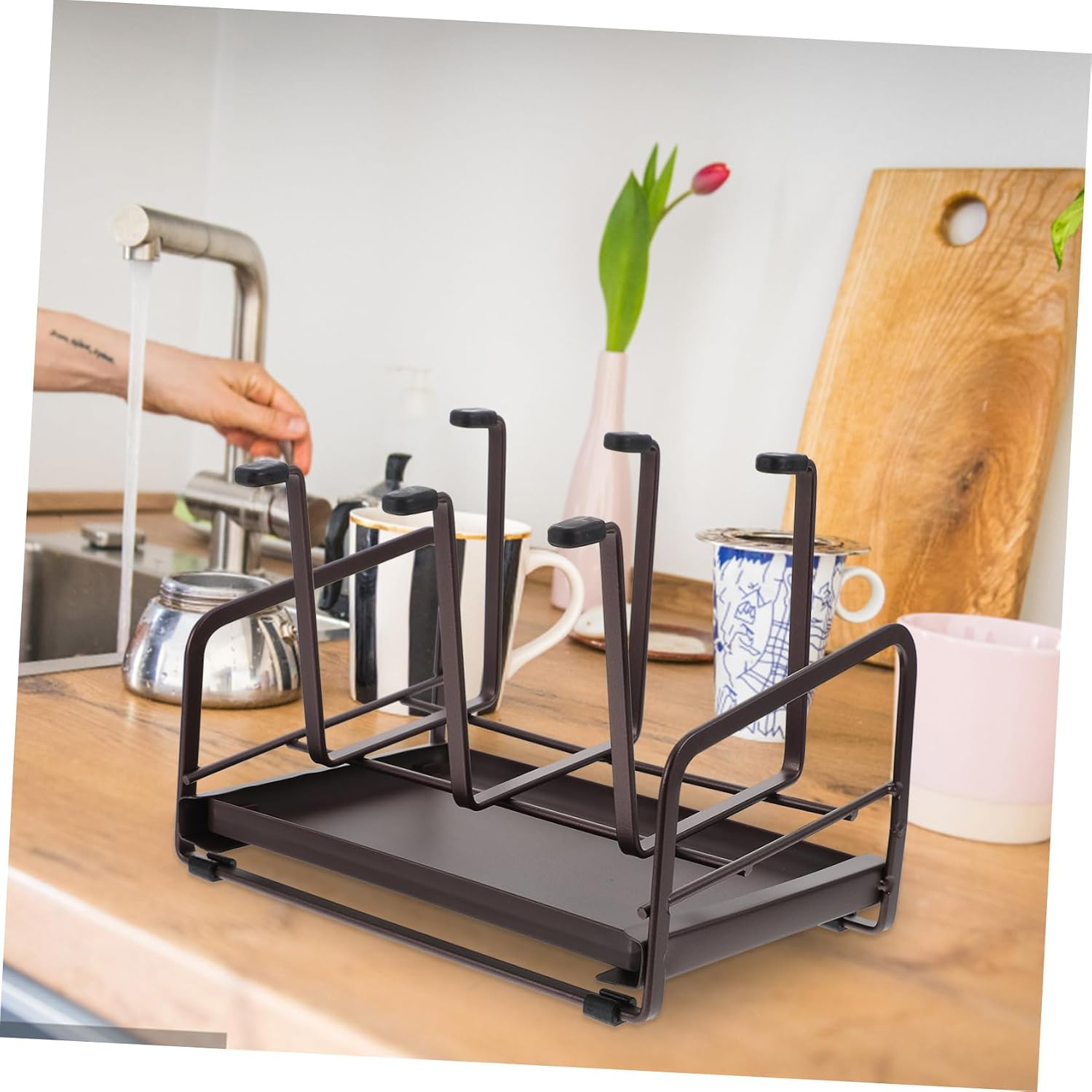 Unomor Household Iron Cup Holder for Mugs and Glasses Upside Down Drain Rack for Organized Kitchen Decorative Storage for Home and Restaurant