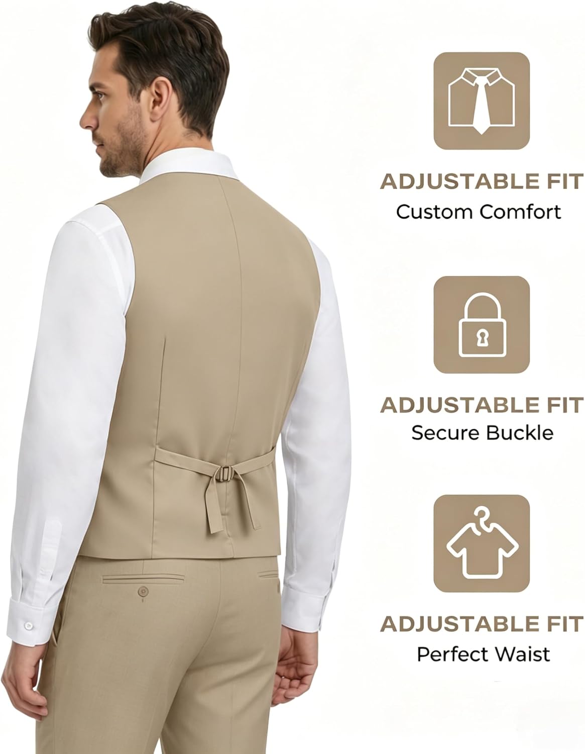 Mens Suits Vest Pants Suit Set for Men Slim Fit 2 Pcs Waistcoat Pant Wedding Groomsmen Formal Dress Outfit Casual Prom Tuxedo