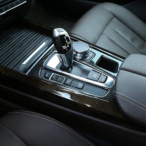Miniatura 3 de YIWANG Cubierta de panel de cambio de engranajes de control central interior estilo fibra de carbono para BMW X5 F15 2014 2015 2016 2017 2018, X6
