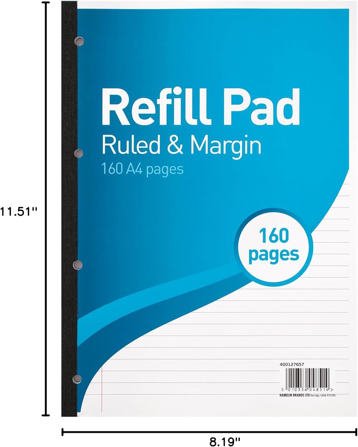 SUMMIT A4 Lined Paper, Refill Pad, Ruled and Margin, 160 Page, Single Notepad