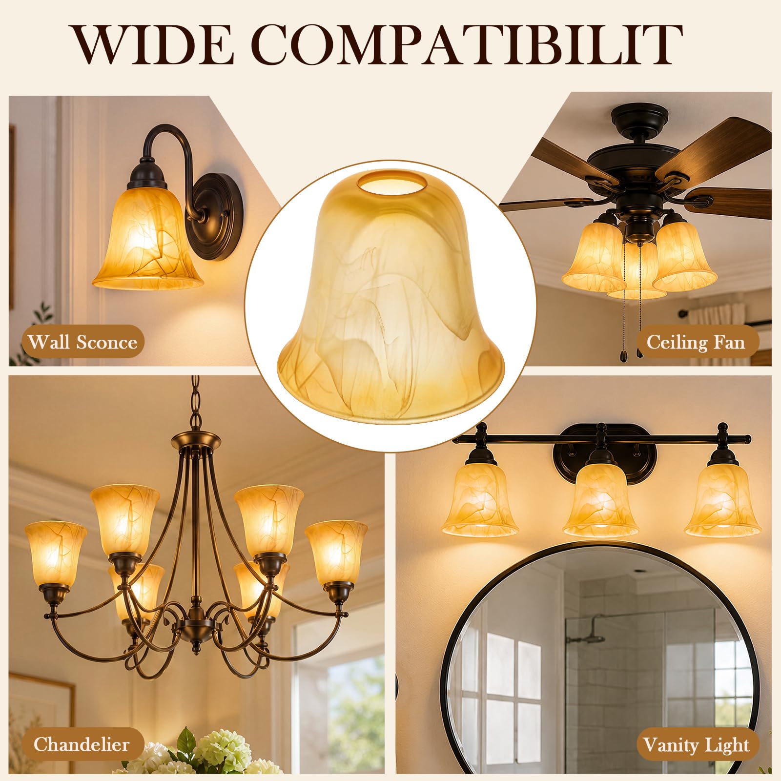 Amber Marble Lamp Shades - 6 Pack Replacement -5