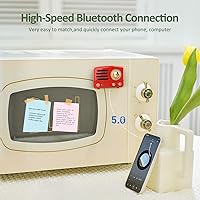 Vista 9 de Muzen Mini altavoz Bluetooth, botón de metal con cordón, OTR magnético nevera etiqueta Bluetooth altavoz, Retro pequeño altavoz portátil, Altavoz