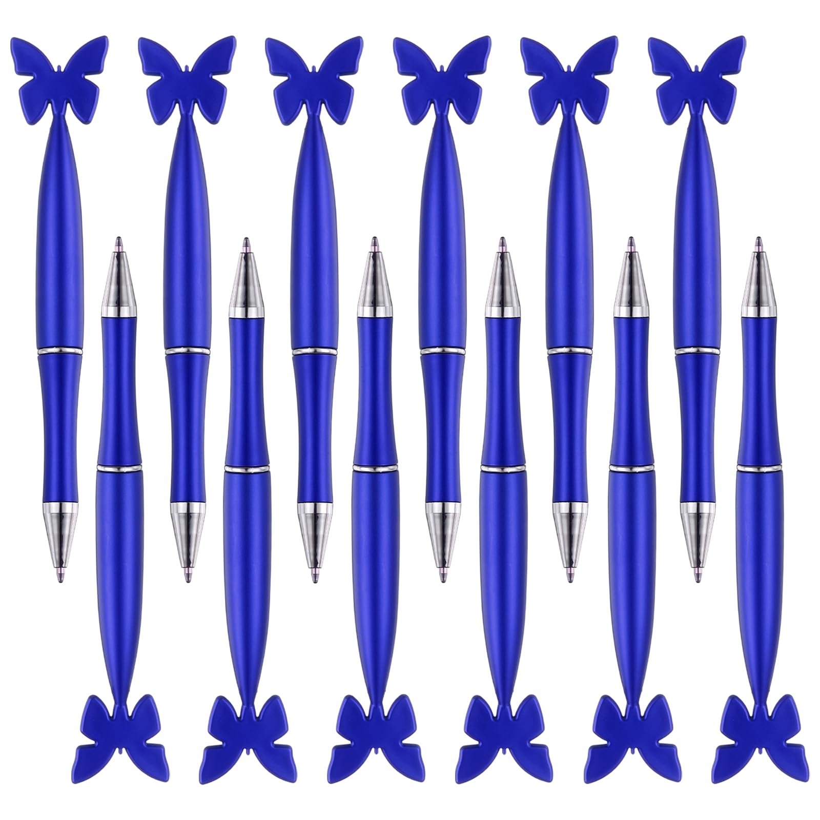 PATIKIL 12 Pcs Butterfly Ballpoint Pens, 1.0mm Tip Cute Twist Writing Pens Black Ink for Home Office Writing Supplies Valentine's Christmas Wedding Party Gifts, Blue