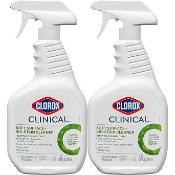 Clorox Clinical Soft Surface + Bio-Stain Cleaner Hospital Disinfectant, 32 Fluid Ounces, Pack of 2