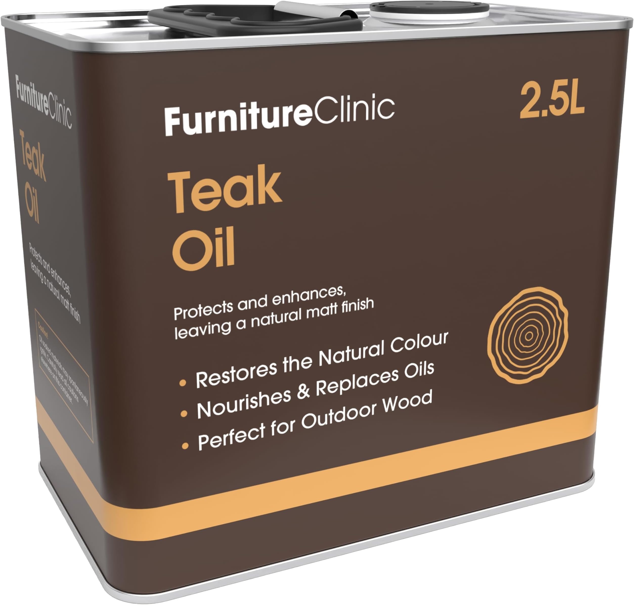 Teak Oil For Wood - 2.5L - Restore & Prevent Drying of Indoor & Outdoor Wooden Garden Furniture - Quick Drying Restorer & Protector Treatment, Natural Matt Finish