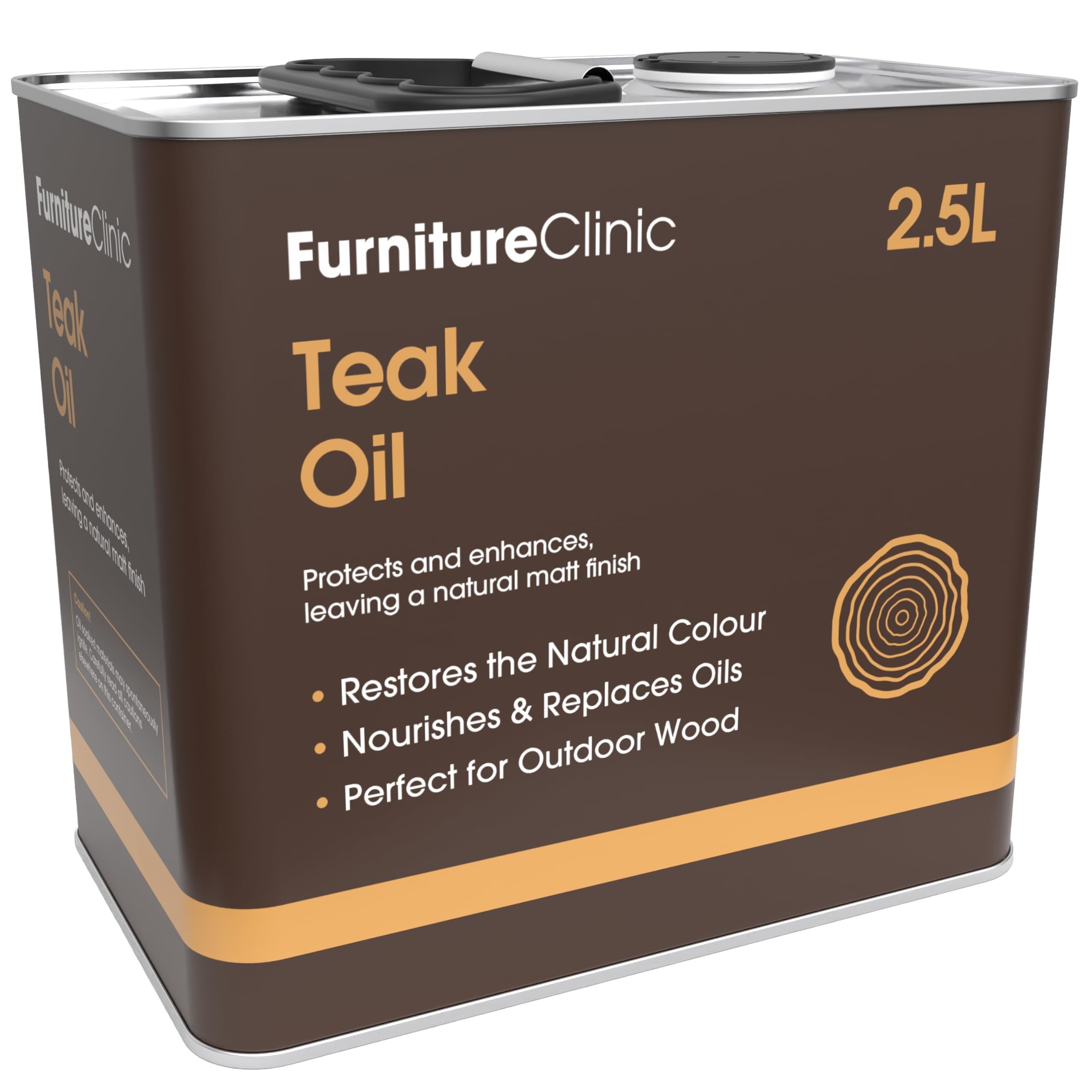 Furniture Clinic Teak Oil For Wood - 2.5L - Restore & Prevent Drying of Indoor & Outdoor Wooden Garden Furniture - Quick Drying Restorer & Protector Treatment, Natural Matt Finish