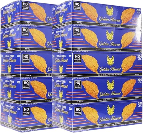 Miniatura 3 de Golden Harvest - Tubos de cigarrillos de tamaño King, color azul claro, 200 unidades por caja, tubos RYO 2000 (paquete de 10) (ligero, tamaño king)