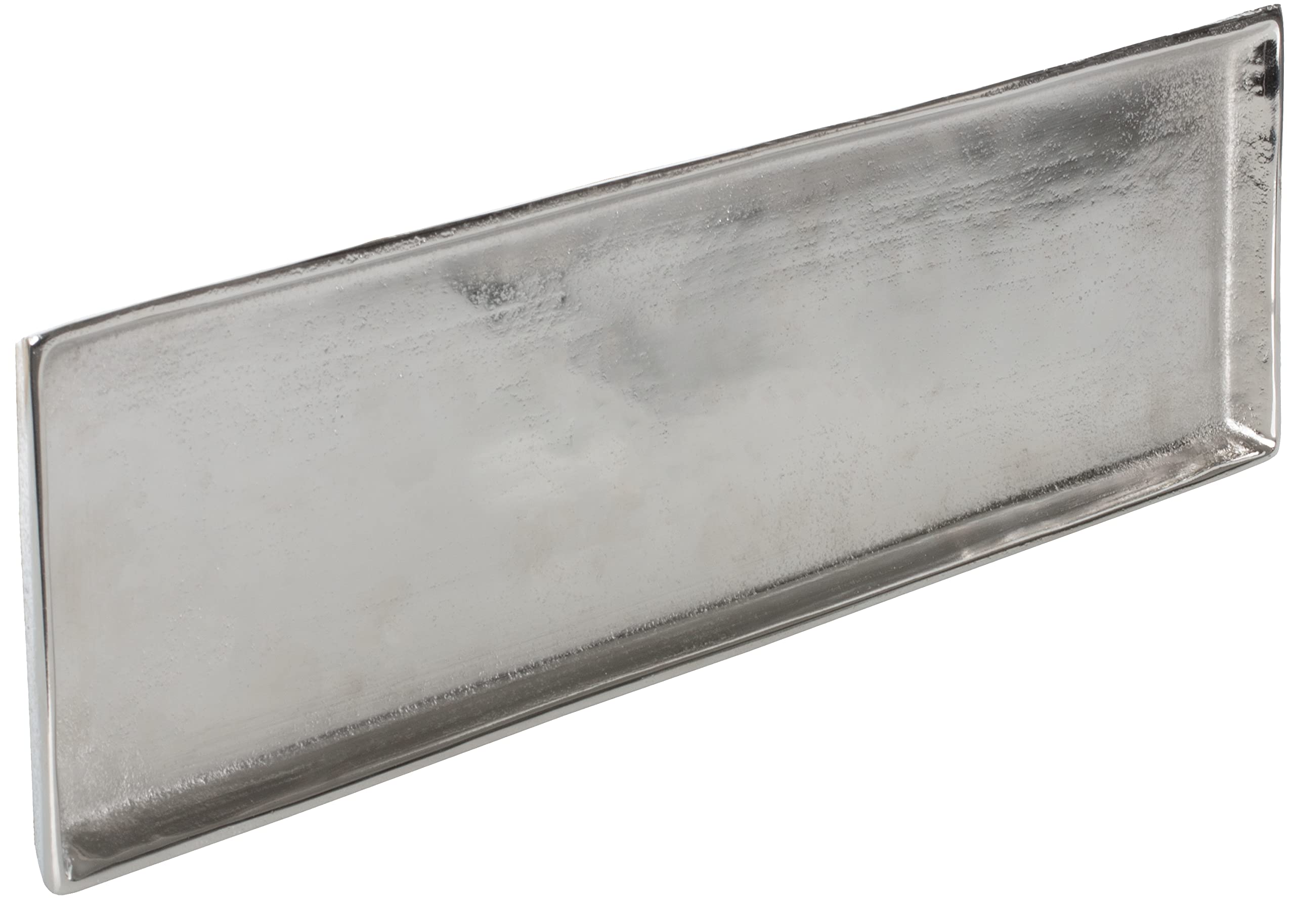 Brandsseller Bandeja Decorativa Aprox. 44 x 12 cm Plato Bol Decorativo Decoración Posavasos Aluminio Rectangular - Plata