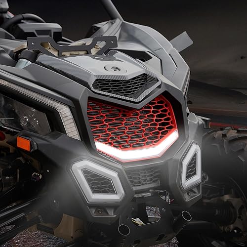 Miniatura 9 de A & UTV PRO Rejilla delantera con barra de luz LED integrada para Can-Am Maverick X3 MAX Turbo R 2017-2023, parrilla de malla para parachoques