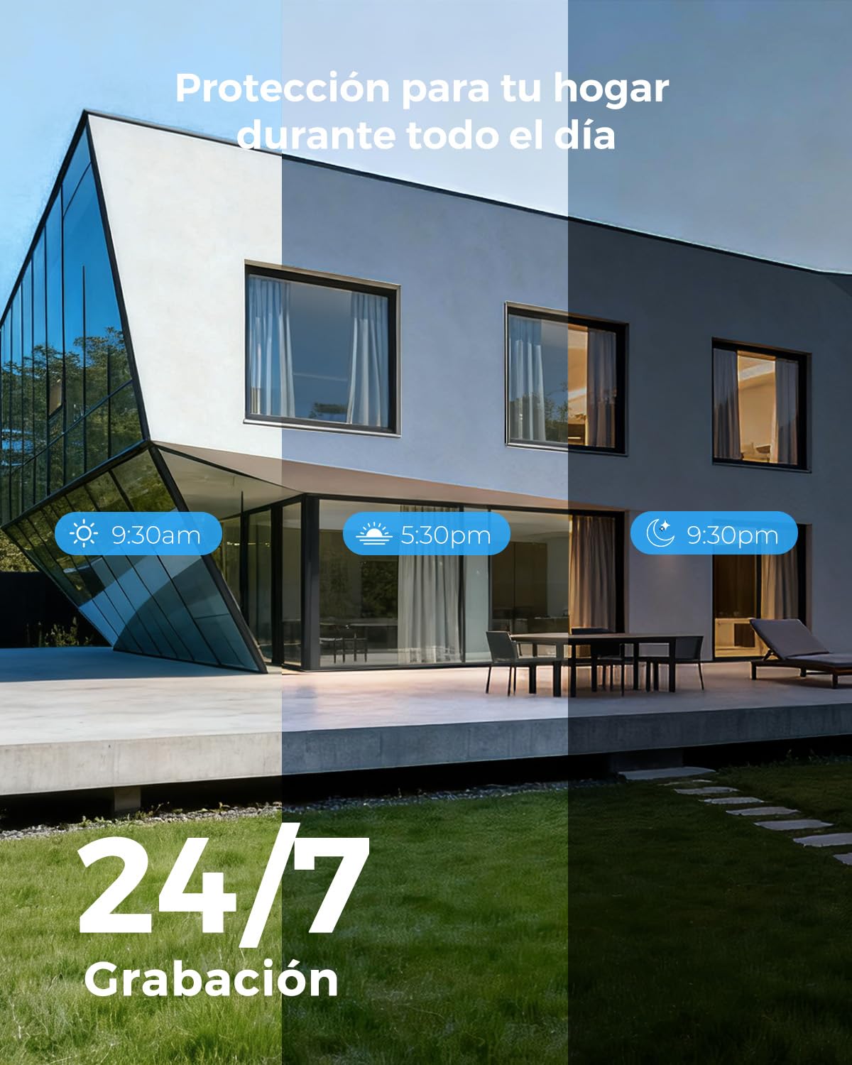 Reobiux 2K Camara Vigilancia WiFi Exterior con Doble Lente, Cámara IP Vigilancia Domicilio con Visión Nocturna Color, Seguimiento Automático, Audio Bidireccional, Grabación Continua 24/7, 2 Pack