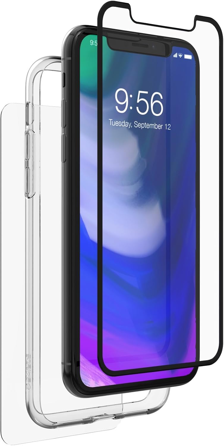 Super Sale 🛒 ZAGG InvisibleShield Glass+ 360 - Front + Back Screen Protection With Side Bumpers Made For Apple - Black iPhone X / XS