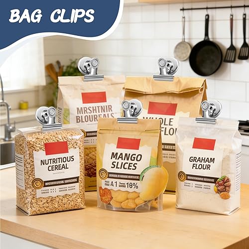 Miniatura 7 de VNDUEEY Paquete de 6 imanes plateados para refrigerador, clips magnéticos para pizarra blanca, clips magnéticos resistentes, clips con imanes