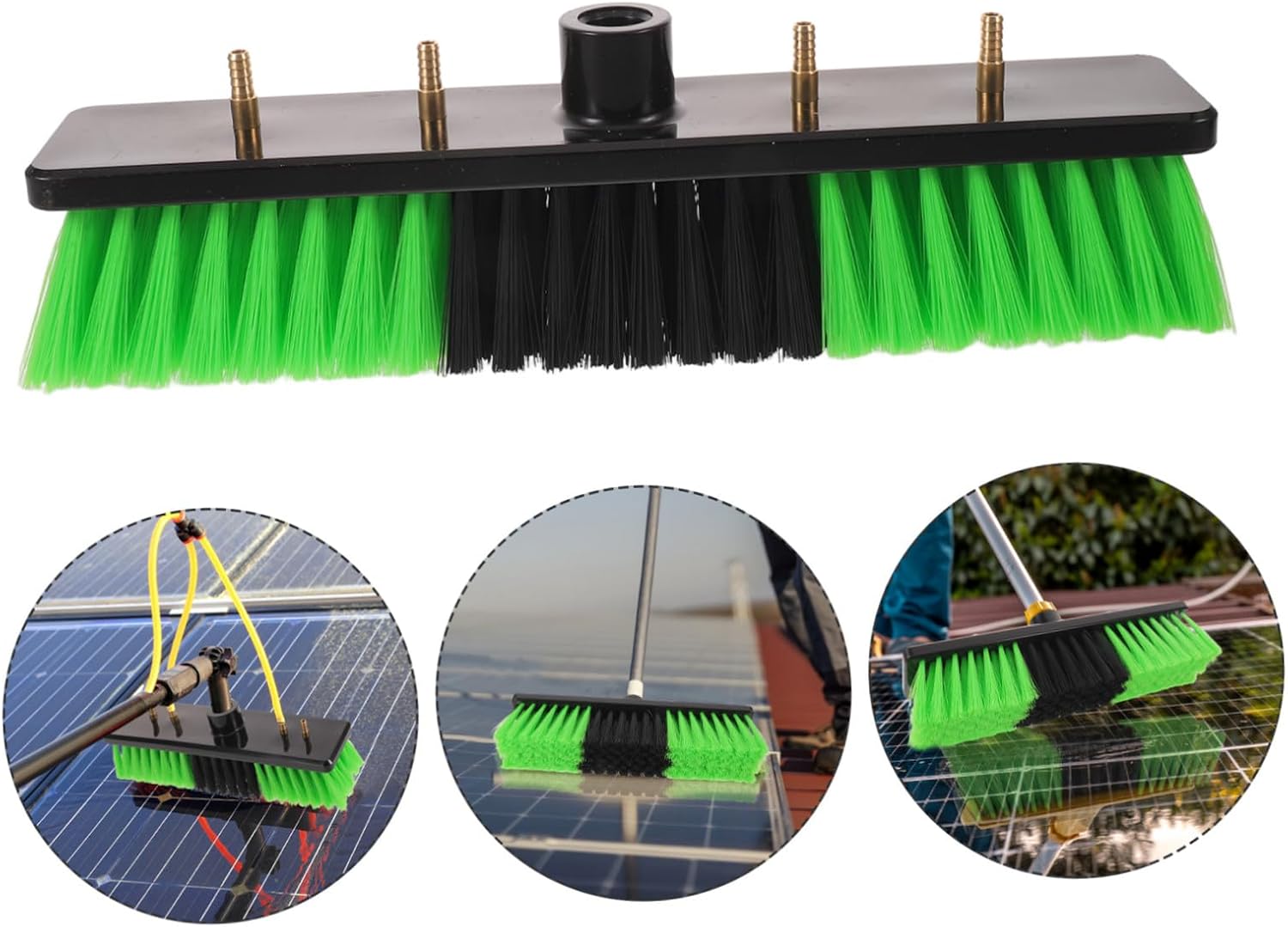 CHILDWEET Solar Panel Cleaning Brush Head Replacement Green Water Fed 35cm Soft Brush Cleaner for and Photovoltaic Panel Glass Window Outdoor Maintenance