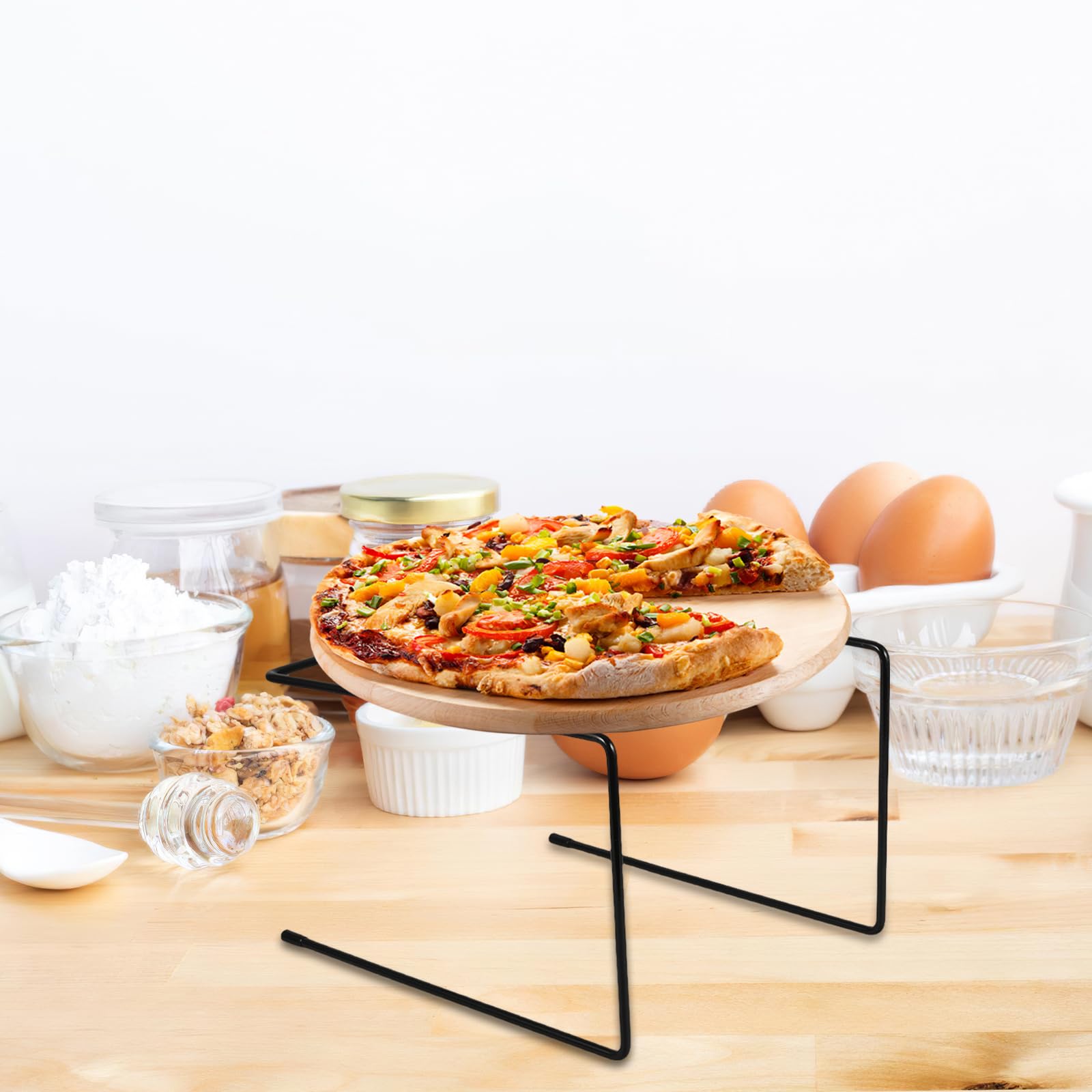 4 Sztuki Częściowy Metalowy Stojak Do Pizzy z Żelaznym Stelażem Antypoślizgowy Organizer Do Serwowania Stole Kompaktowy i Łatwy Czyszczeniu Stojak Tacę i Bufetu