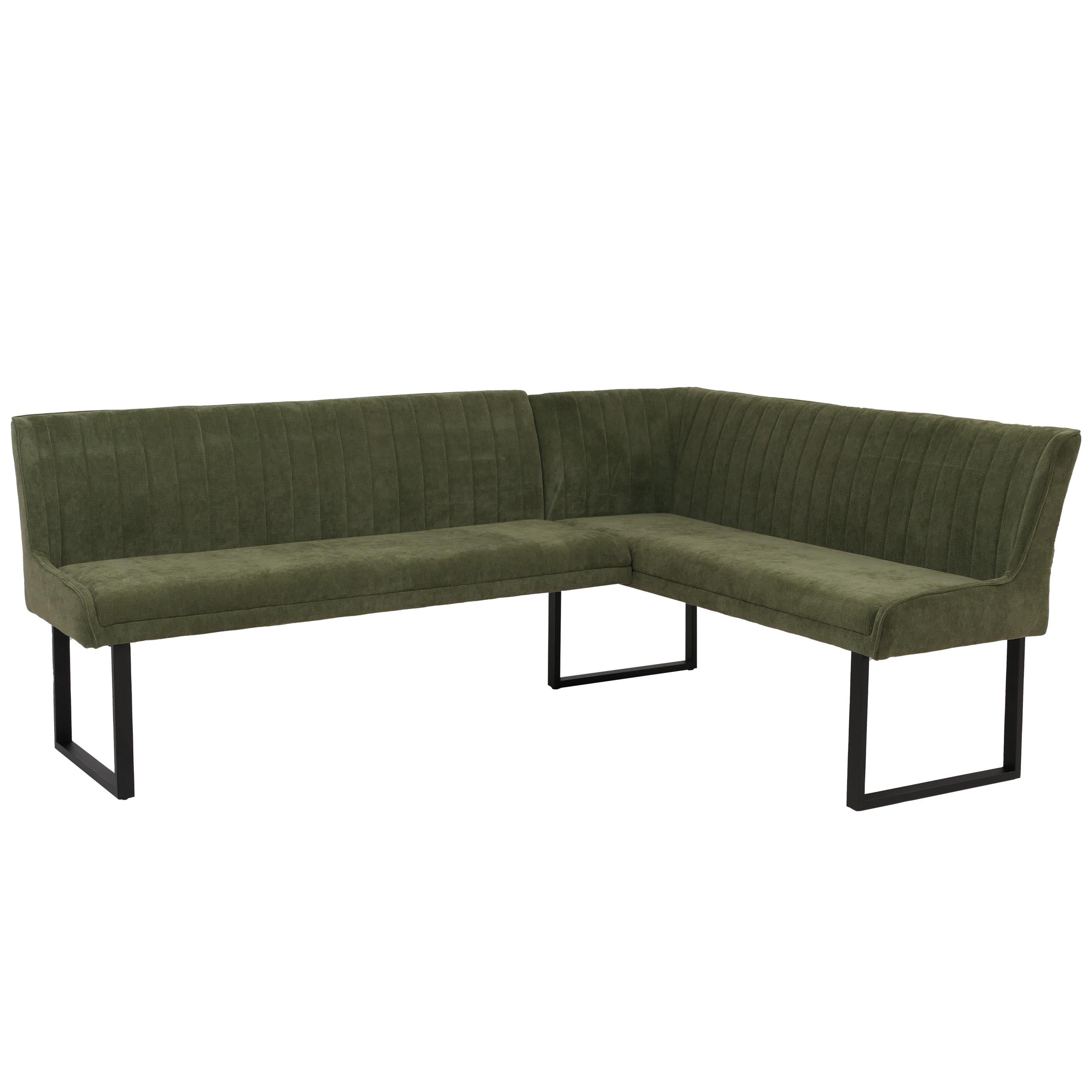 Banco de esquina HWC-O82, banco de comedor, Öko-Tex (310 g/m²), tela de chenilla, textil y metal, 210 x 159 cm, color verde