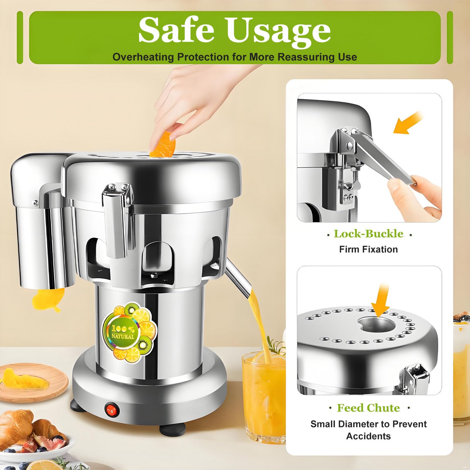 Estrattore di succo commerciale, macchina centrifuga elettrica per succhi ad alta resistenza, separazione di succo e residui, bassa rumorosità, spremitura di frutta e verdura per negozi di succhi