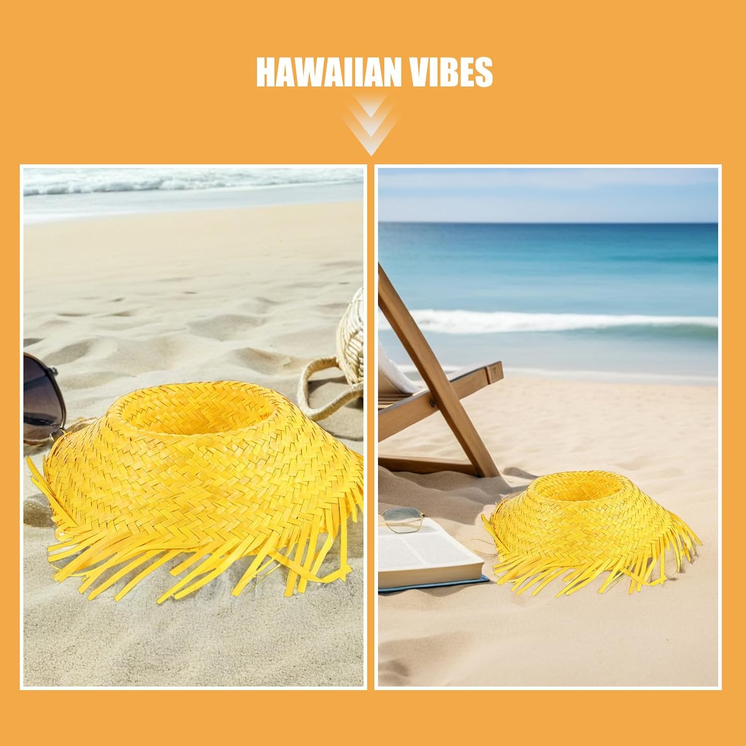 3pcs Handcrafted Hawaiian Straw Hat for Women with Sun Protection, Tropical Event and Family Getaways, Stylish Summer Beach Cap Made of Natural Straw, Authentic Festive Flair