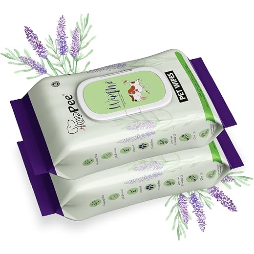 PUPPEE Wipe ME 100% Biodegradable 96 Count (Pack of 2) Wet Wipes for Dogs, Cats & All Pets | Lavender Essential, Vitamin E & Olive Oil | Anti-Bacterial | Cleansing, Deodorising & Grooming Wipes