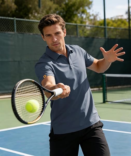 JACKETOWN Polo Hommes Manches Courtes Séchage Rapide Polos pour Hommes Patte de Golf Tennis T-Shirts Sport Chemise Basic Regular Fit Polo - 2