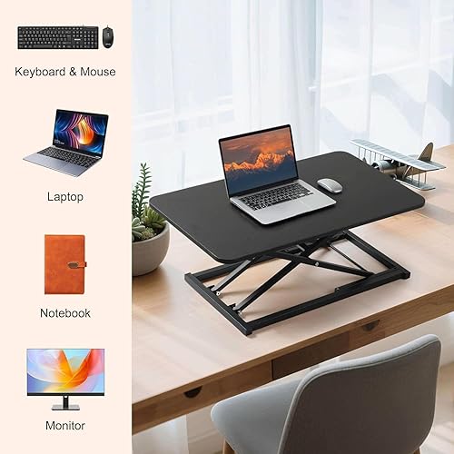 Miniatura 5 de Convertidor de escritorio de pie de altura ajustable, elevador de teclado para elevador de escritorio de pie, soporte de teclado de computadora para