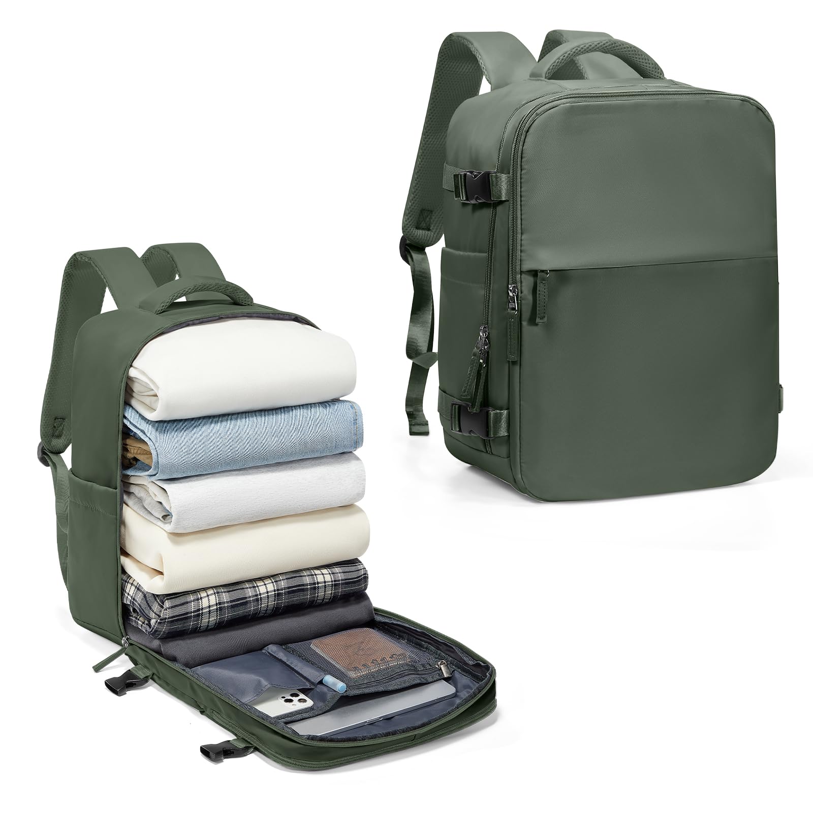 BJLFS Zaino da Viaggio con Sottovuoto Ryanair 40x30x20 Wizzair Bagaglio a mano 40x20x25 Ryanair con Pompa Borse da Cabina per Easyjet 45x36x20 con compressione sottovuoto,Zaino Casual per Laptop