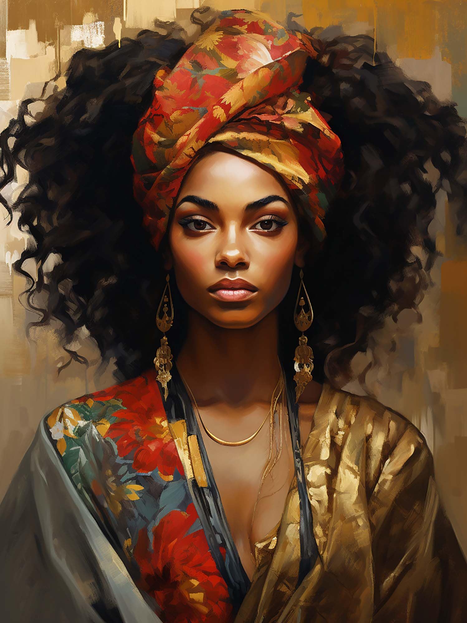 SKRYUIE 5D African Woman Diamond Painting Kits - DIY Diamond Art Kits for Adults African American, Full Round Drill - Crystal Cross Stitch - Adults Craft for Wall &amp; Office Decor - 12x16 inch
