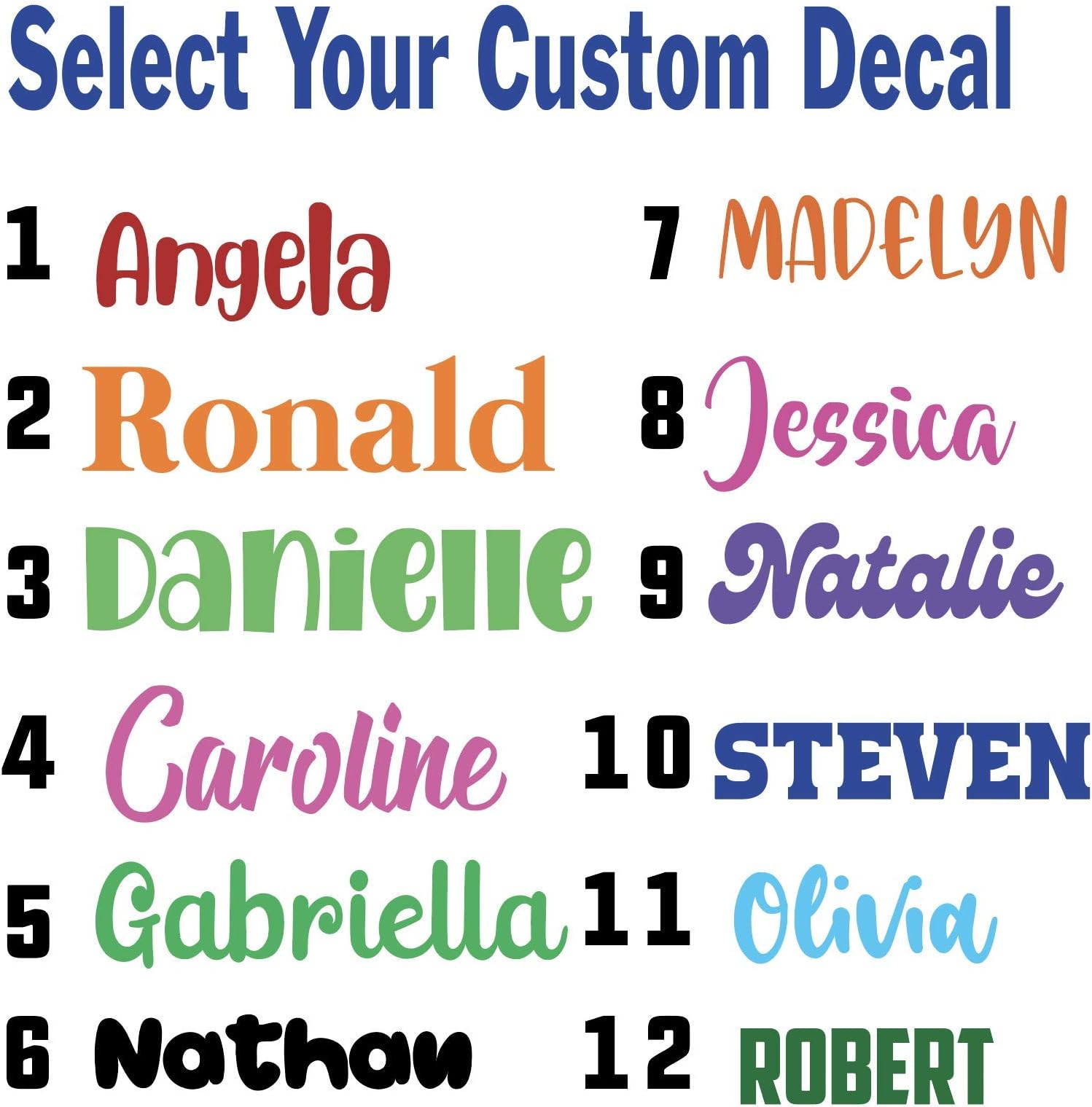 Personalized Custom Font Name Decal Sticker Compatible with Tumbler Cups, Laptop, Phones, RV, Boats, Helmets, Hardhats, Notebooks, and Vehicles (Glitter Colors Available)