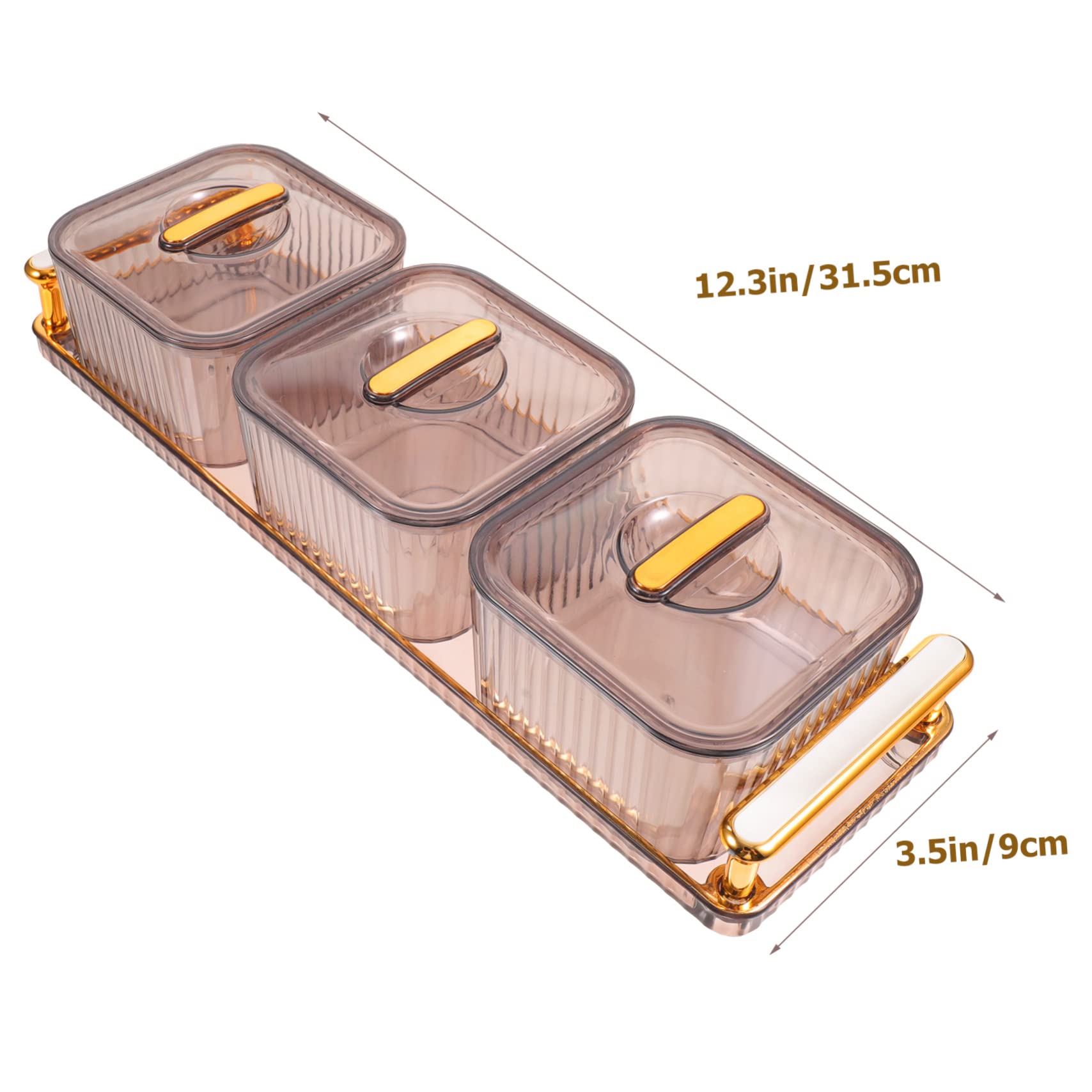 Garneck 1 Set Box Compartment Candy Box Snack Divided Dish Serving Tray Candy Jars with Lids Appetizer Tray Food Tray Condiments Containers Snacks Dish with Tray Display Tray Plastic Grey
