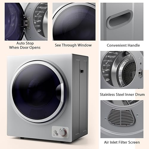 Miniatura 6 de ARLIME Secadora de ropa compacta, secadoras de ropa portátiles con 4 modos de secado automático, pequeña secadora de ropa eléctrica con tambor de